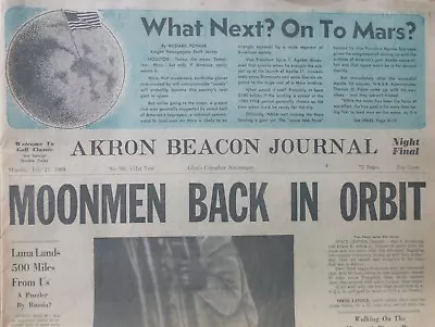 MOONMEN BACK IN ORBIT APOLLO 11 MAN ON MOON - KENNEDY FATAL CRASH July  21 1969 • $50.25