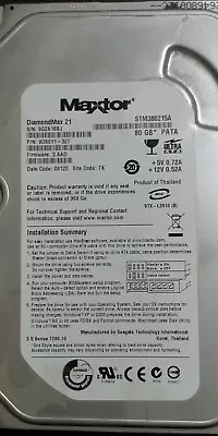 80GB Maxtor STM380215A 3.5  DRIVE TEST PASSED • £40