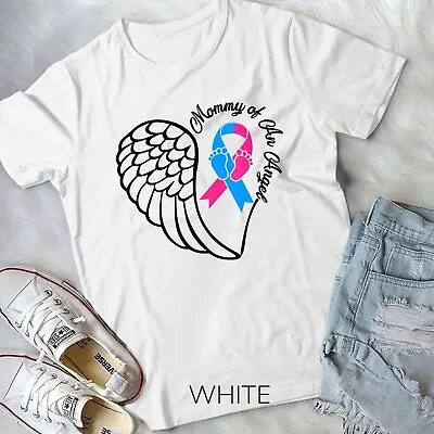 Womens Oy43 Ribbon Mommy Of Angel Pregnancy Infant Loss Awareness Unisex T-shirt • $5.70
