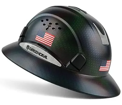 $58.14 • Buy GREEN DEVIL Full Brim Hard Hat Vented Construction Safety Helmet OSHA Approve