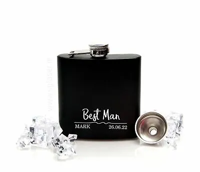 $29.52 • Buy Personalised Hip Flask For Wedding  Black Hip Flask With Gift Box