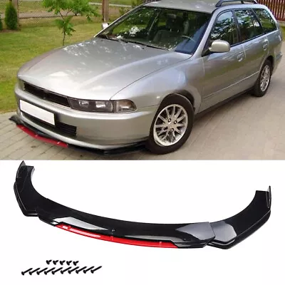 For Mitsubishi Galant Front Bumper Lip Splitter Spoiler Body Kit Gloss Black+Red • $69.99