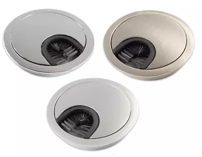 £3.49 • Buy 50mm 60mm 80mm Desk Metal Grommet Table Cable Tidy Wire Hole Cover Chrome Brush