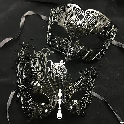 Charming Metal Couple Lover Masquerade Mask Party Mask Men & Women Mask- Black • $22.95