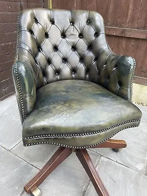£180 • Buy Vintage Style Leather Chesterfield Captains Chair, Directors Chair