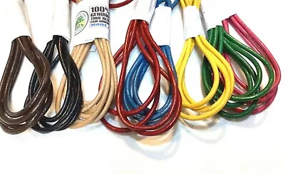 £5.19 • Buy ROUND 3mm 100% LEATHER Boot Shoe LACES Lace Lacing Shoelace Bootlace RATS BUM