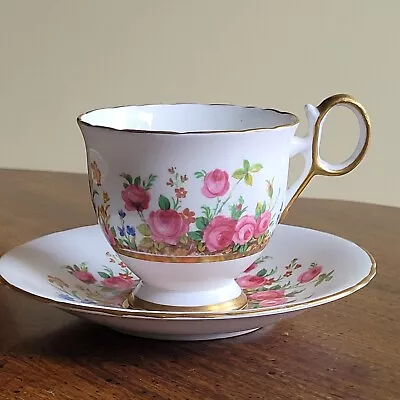 Vtg H M Sutherland Bone China Teacup And Saucer Country Garden Floral England • $14.99