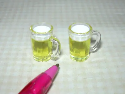 Miniature MW Pair Of Plastic Filled Beer Mugs (Style #2): DOLLHOUSE 1:12-ish • $5.79