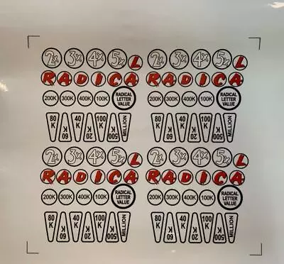 Radical By Bally/Midway Pinball Playfield Art Decals.Good Condition • $88.67