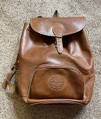 Vintage Eddie Bauer Chestnut Brown Leather Backpack Bag  • $40