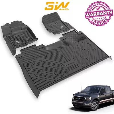 All Weather Floor Mats For 2015-2024 Ford F-150 Super Crew Cab Black TPE Liners • $110.19