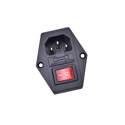 3Pin Iec320 C14 Inlet Module Plug Fuse Switch Male Power Socket 10A 250V   UL DR • £4.92