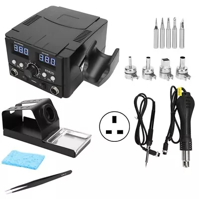 £58.99 • Buy Iron Station Soldering Hot Air Gun 2 In 1 Desoldering Rework Digital Solder 750W