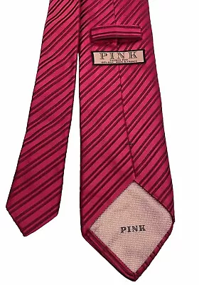 THOMAS PINK Men's 100% Silk Necktie MADE IN FRANCE Designer STRIPED Pink  EUC • $24.75