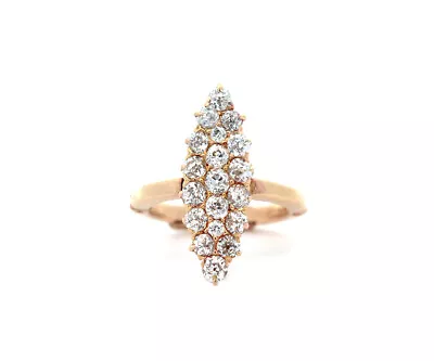 1.00ctw Old Mine Cut Diamond Cluster Marquise Shaped Ring In 14K • $1200