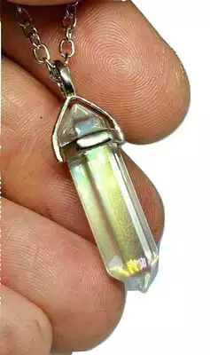 £6.89 • Buy Angel Aurora Borealis Necklace Pendant Aura Quartz Crystal Double Point Chain 