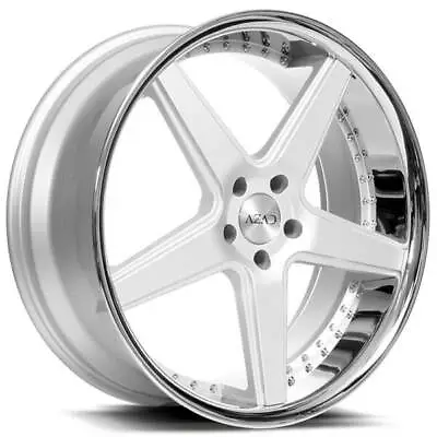 4ea 22  Staggered Azad Wheels AZ008 Silver Brushed With Chrome Lip Rims(S10) • $2020