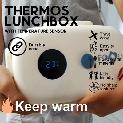 $25 • Buy Adult Kids Lunch Box Thermos With Temperature Monitoring, Lunch Bag Included