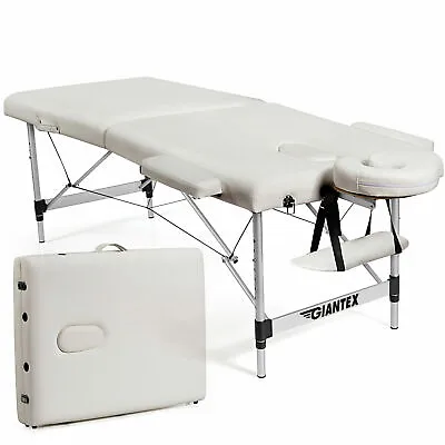 Topbuy 84 L Portable Massage Table Adjustable Facial Salon Spa Bed White/Black • $125.99