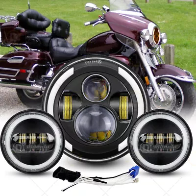 $54.29 • Buy 7  Inch LED Headlight +4.5  Passing Lights For Yamaha Royal Star Venture XVZ1300