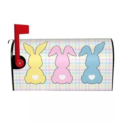 Cute Mailbox Covers Colourful Buffalo Plaid Rabbit 21x18 In Easter Bunny • $16.44
