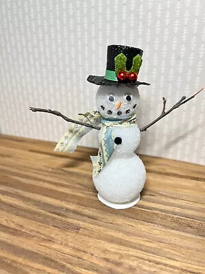 Dollhouse Miniature Hand Made Outdoor Snowman W/Top Hat 5 1/4  Tall 1:12 • $4.50