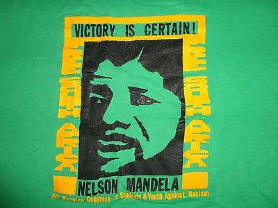 Vintage Nelson Mandela Victory Is Certain 80's Tour Rap Hip Hop T Shirt Men's L • $50.92