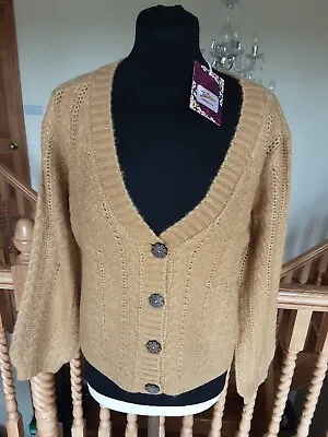 JOE BROWNS BNWT Mustard Cable Knit Cardigan Uk 14 Gift Ladies • £9.95