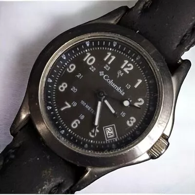 Vintage Columbia Stainless Steel 100m Quartz Watch Analog 24hr Date Black • $39
