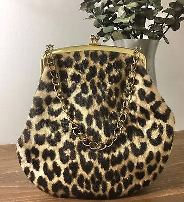 1950s 1960s Faux Leopard Purse Vintage Retro Handbag Ladies Handbag • $96