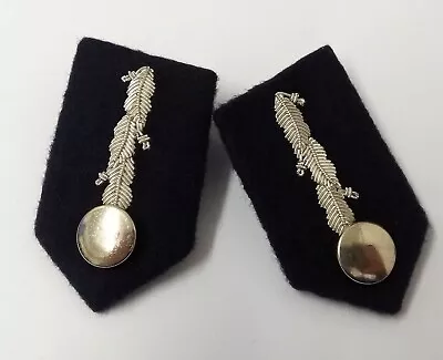 Black Gorgets Collar Tabs With Silver Leaf Insignia Plain Buttons & Clip Backs • $46.82