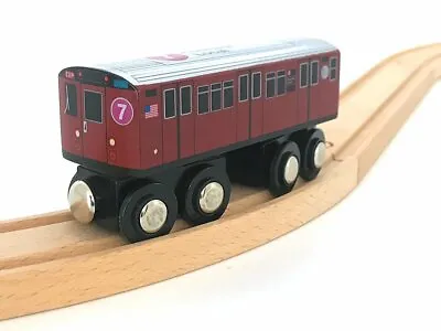 Munipals MP01-11RB Wooden Subway 7-Train NYC Subway Wooden RedBird R33ML Flushin • $24.95