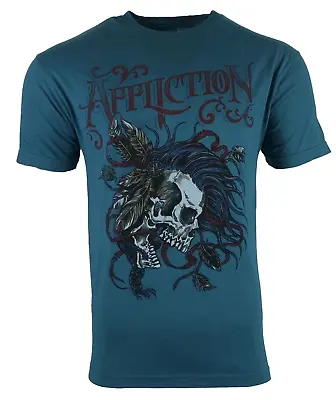 AFFLICTION Men's T-shirt BATTLE CRY Dark Teal Biker MMA S-5XL • $24.95