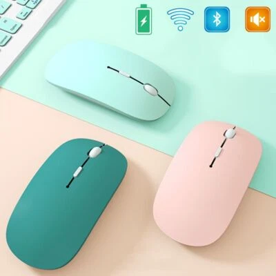 $12.60 • Buy 2.4G Ultra Thin Wireless Mouse Bluetooth For Laptop PC Dual Mode Rechargeable