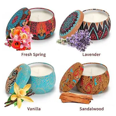 £6.99 • Buy Vinsani Portable Tin Floral Scented Candles Gift Box Set Soy Wax Jar Of 4