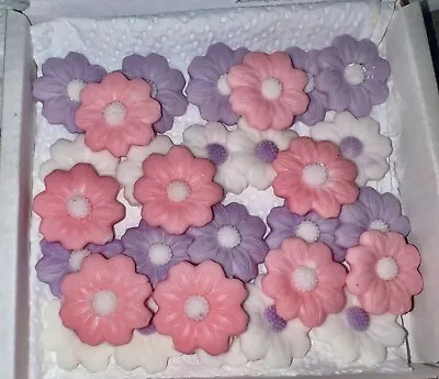 30 Edible Pink Lilac & White Flowers Fondant Sugar Cake Topper Birthday Wedding • £5.80