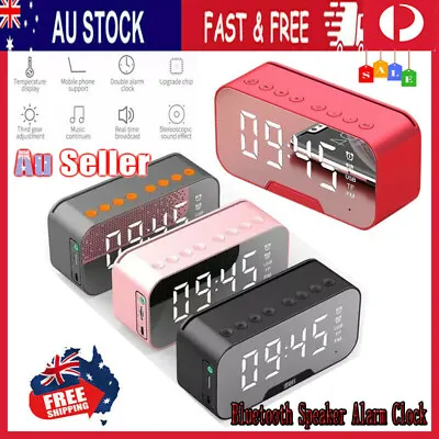 $27.47 • Buy Dual Alarm Clock Bluetooth Speaker Digital Mirror LED Display FM Hands-FreeCall