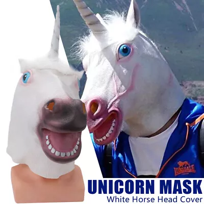 NEW Horse Head Costume Mask Halloween Fancy Parties Unicorn Mask Animal Cosplay • £9.90