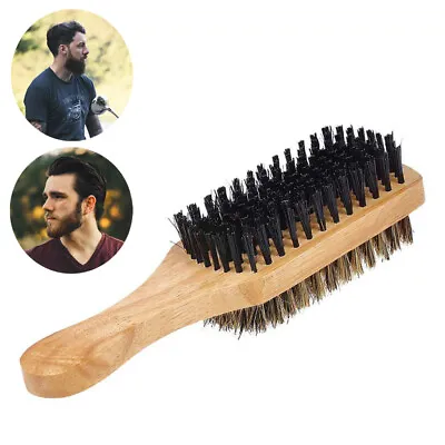 Men's Beard Brush Boar Bristles Firm Soft Styling Grooming Wooden Comb Traveling • $8.99