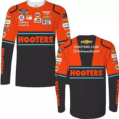 Chase Elliott Long Sleeve Hooters Sublimated Uniform Pit Crew T-Shirt • $49.95