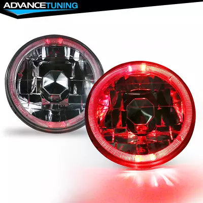 5  Inch Round Headlights Conversion Angel Eye Crystal Clear Red Halo LED 2Pcs • $48.06