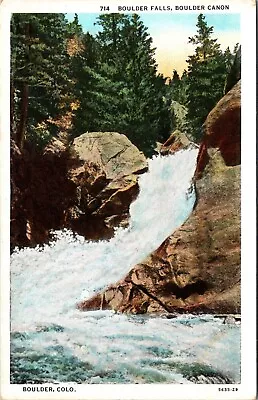 Boulder CO  Boulder Falls Waterfall Boulder Canon White Border Postcard G374 • $7.95