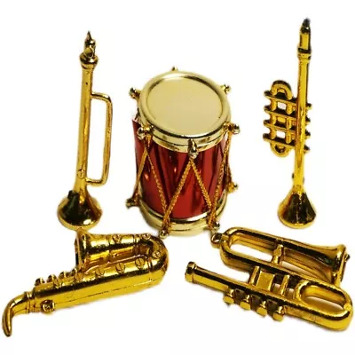 5PC Dollhouse Miniature 1:12 Scale Drums Saxophone Wind Instrument Accessories • $8.49