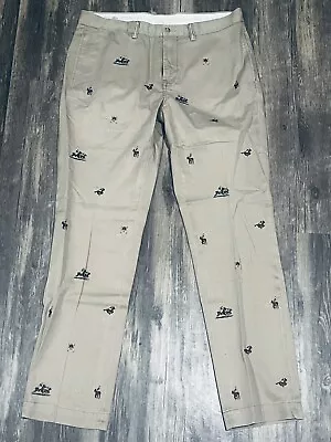 Polo Ralph Lauren Mens Bedford Chino Pants Embroider All Over Print Pony Tan 34 • $109.99