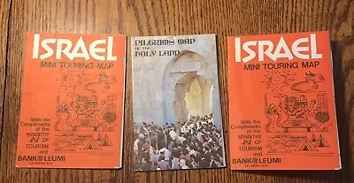 “2”1970 Original Mini  Israel￼ Touring Maps + 1 Mini Pilgrim Map Holy Land 1975￼ • $45