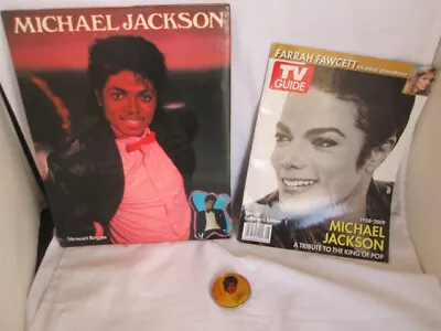 Michael Jackson  Belt Buckle & Stewart Regan 1984 1st Ed HC Book TV Guide Lot • $19.99