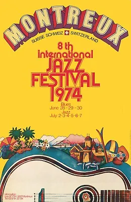 Montreux Jazz Festival 1974 Vintage Music Concert Band Gig Rock Poster A2 • £13.99