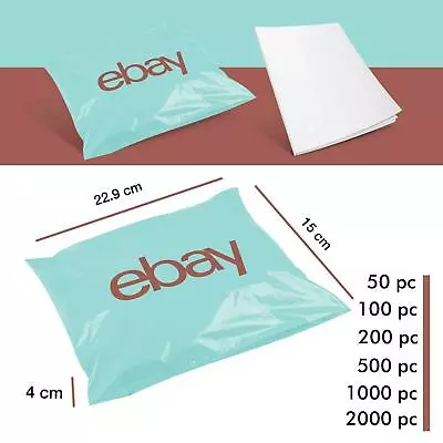 EBay Packaging Self Seal Plastic Mailer Bags 15cm X 22.9cm 4.0cm Lip Blue/Red • £9.68