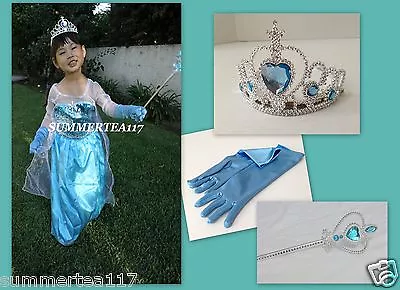 QUEEN ELSA Frozen Inspired Princess Party Dress Costume Girls Size 5-6 (M) Anna • $22.99