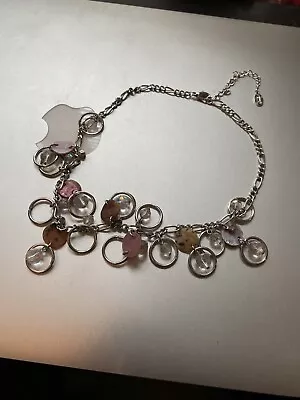 Cookie Lee Signed Bangle Choker Jewelry Silver Costume Beads Pink Work Play WOW • $4.99